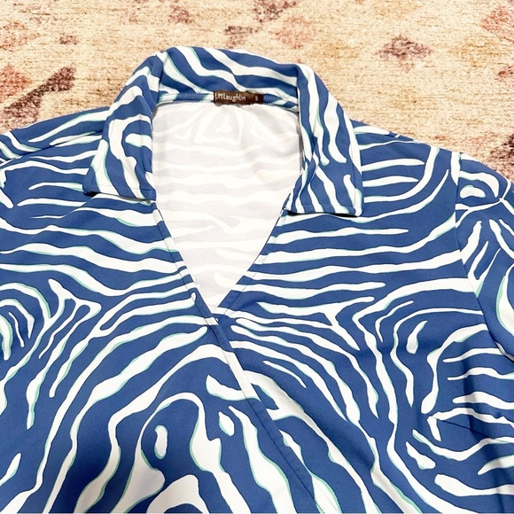 J. McLaughlin• blue zebra print top size small - Picture 10 of 13